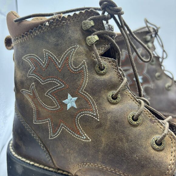 Ariat Women's 9B ProBaby Lacer Ankle Boot Leather Cowboy Driftwood Brown - Picture 2 of 12